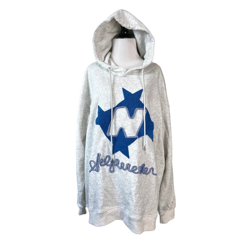 Aelfric Eden Stellaris Oversized Hoodie M Gray Stars 3D Embroidered Streetwear